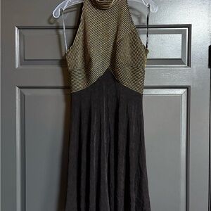 Chic Black and Gold Backless Dress